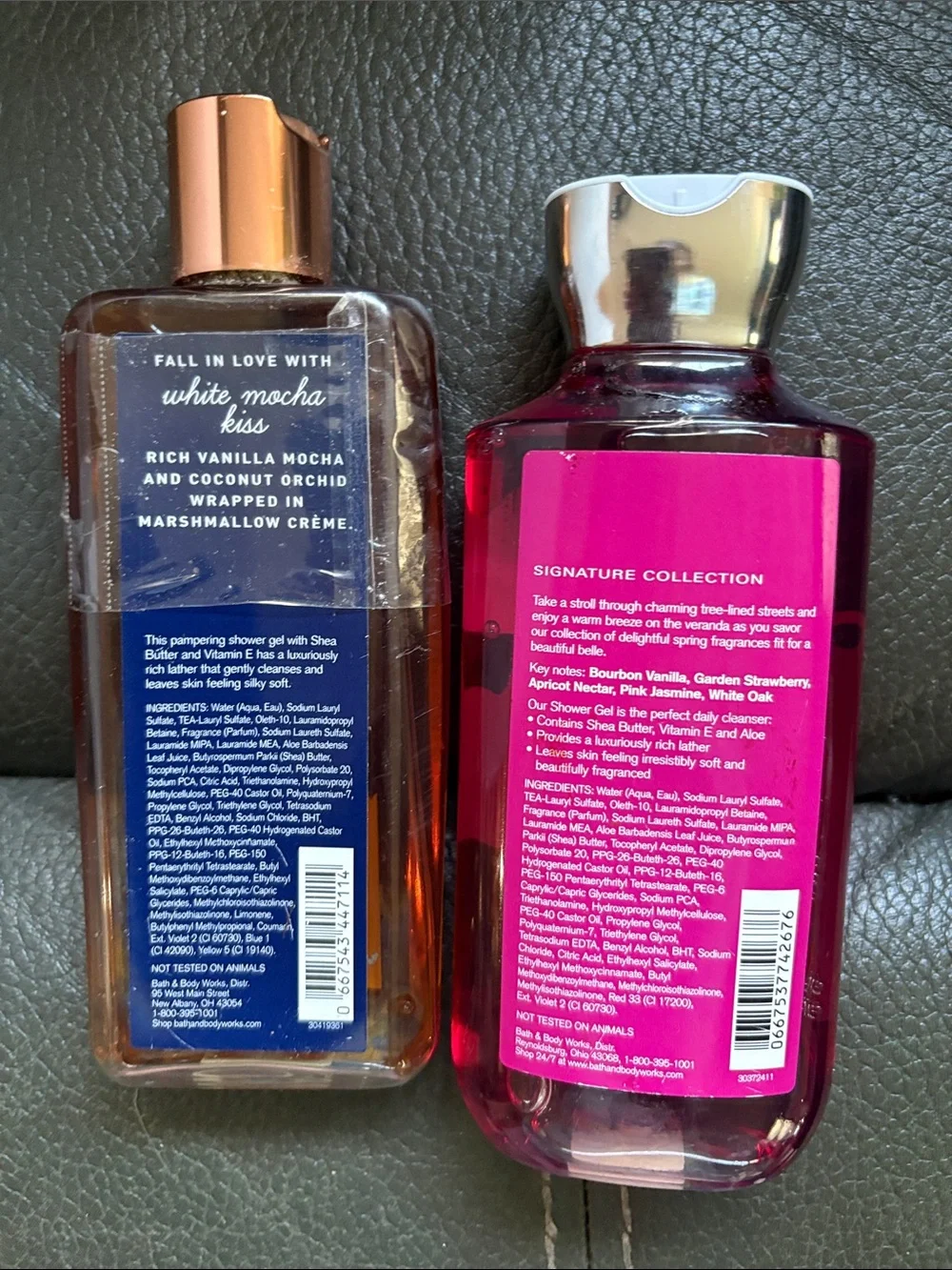 Bath and body works set in white mocha kiss and bourbon strawberry and vanilla